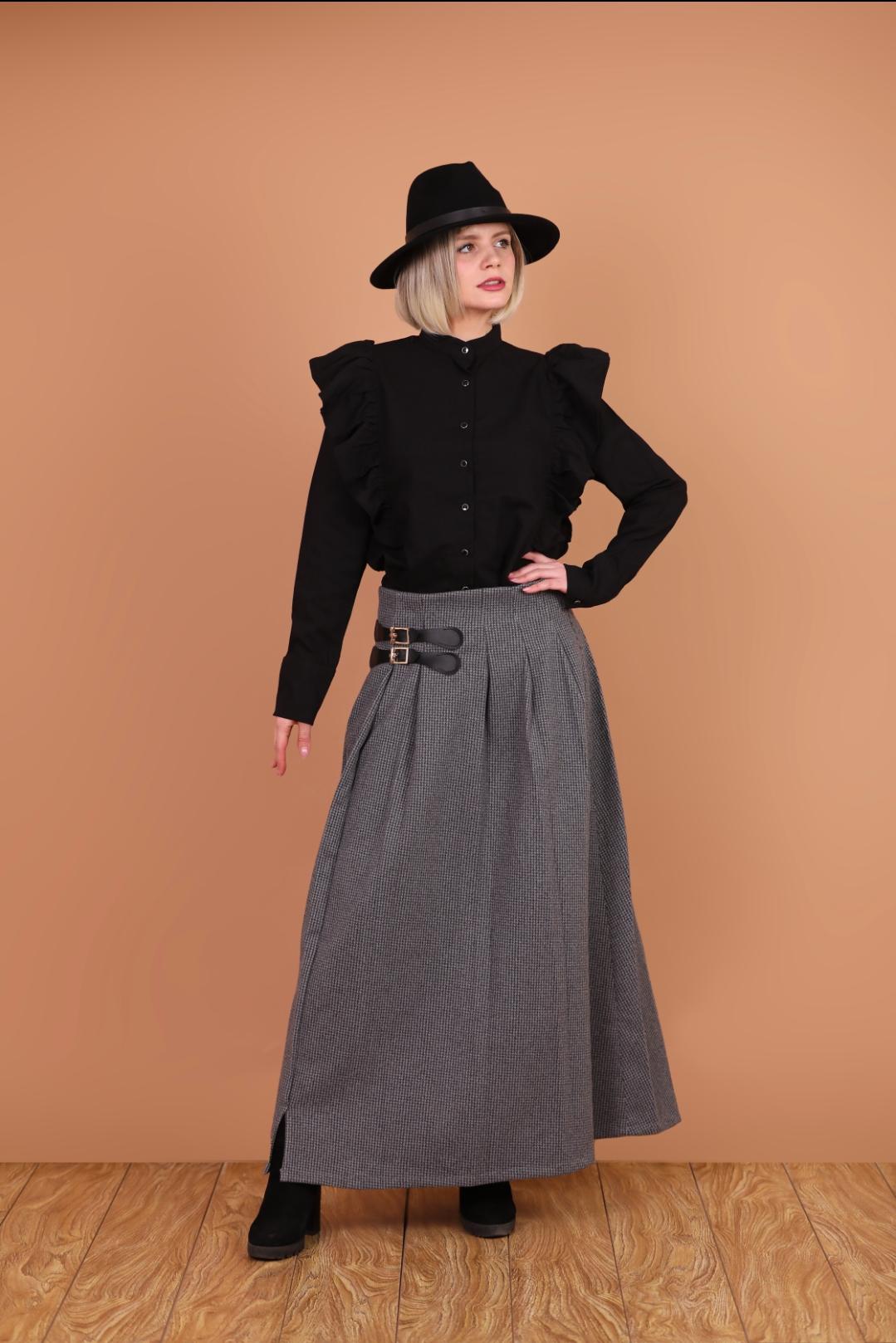 Italian Wool Jupe with Side Belt