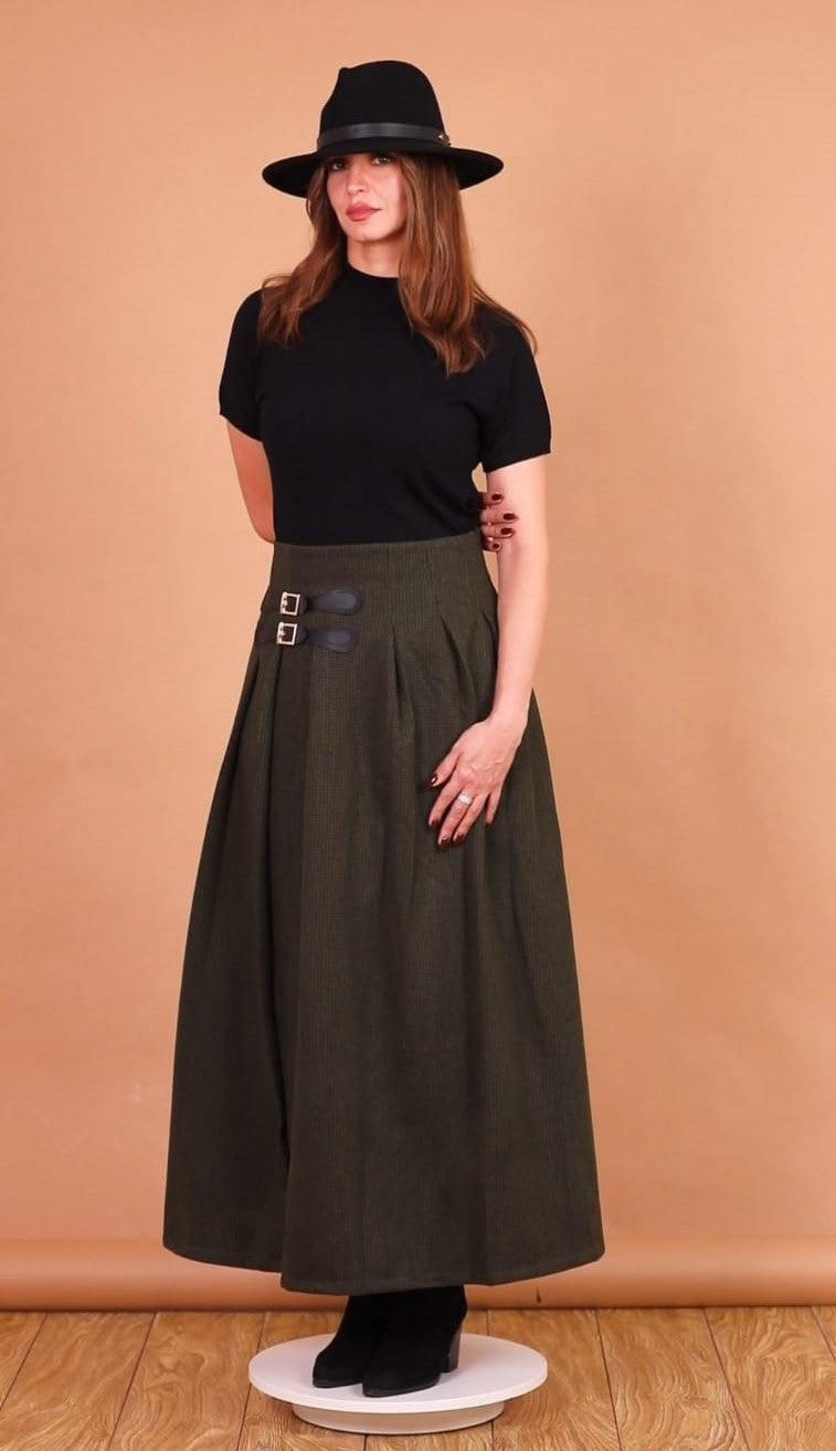 Italian Wool Jupe with Side Belt